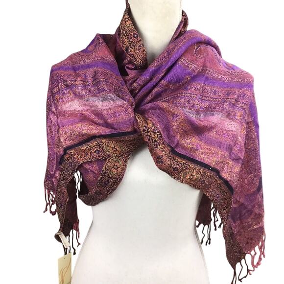 Collection 18 Womens Scarf Purple Opulence Blanket Multifunctional Fringe - Picture 8 of 13